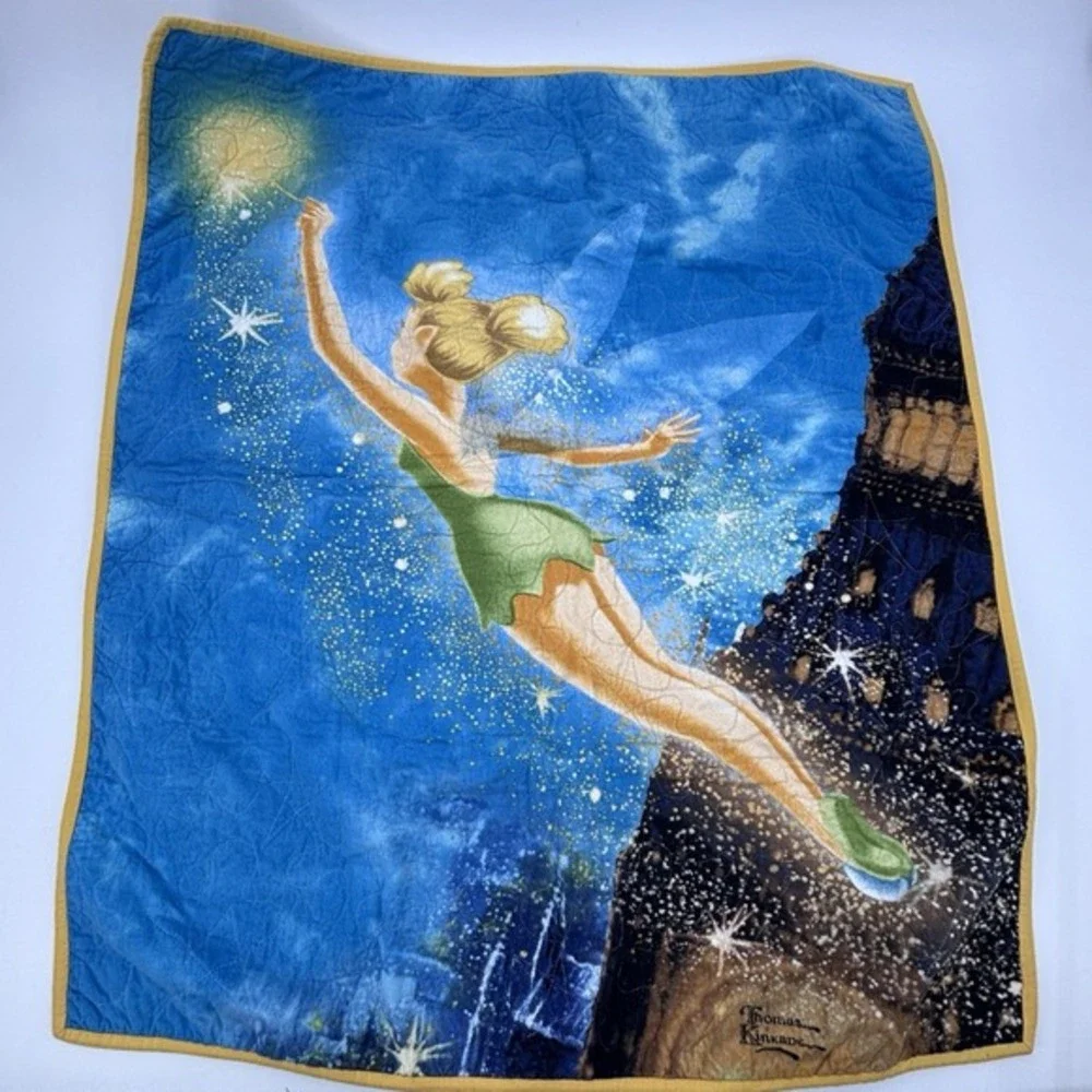 Thomas kincade Vintage Disney Tinkerbell quilted baby‎ blanket  wall hanging HTF